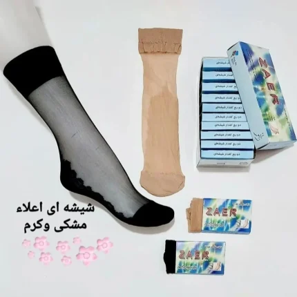 جوراب دوربع کفدار شیشه‌ای زنانه